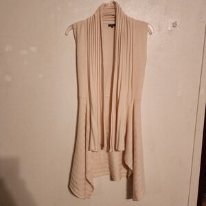 Pure Amici Cream 100% Cashmere Sleeveless Open Cardigan Size XS (tiny hole)